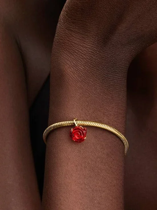 Pandora Disney Beauty and the Beast Enchanted Rose Dangle Charm - Picture 4 of 5